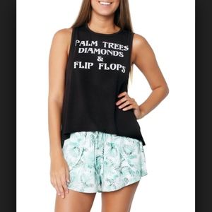 Chaser Palm Trees Flounce Jersey Tank Top